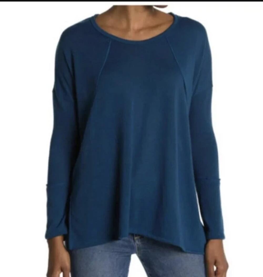 Forgotten Grace NEW blue blouse top MEDIUM long sleeve tunic lightweight crew
